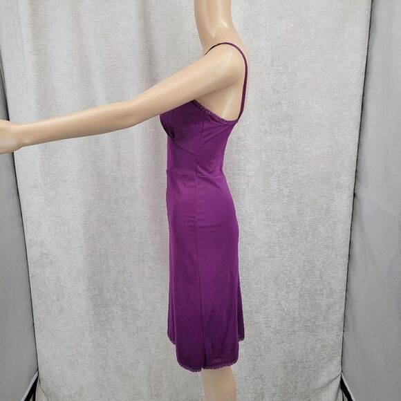 Vintage Slip Dress Upcycled Dyed Eggplant Purple with Lace and Embroidery Detail - Picture 5 of 11